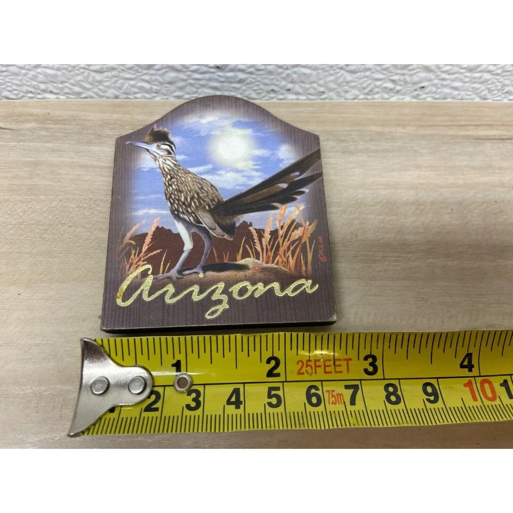 Vintage Arizona Roadrunner Wood Fridge Magnet